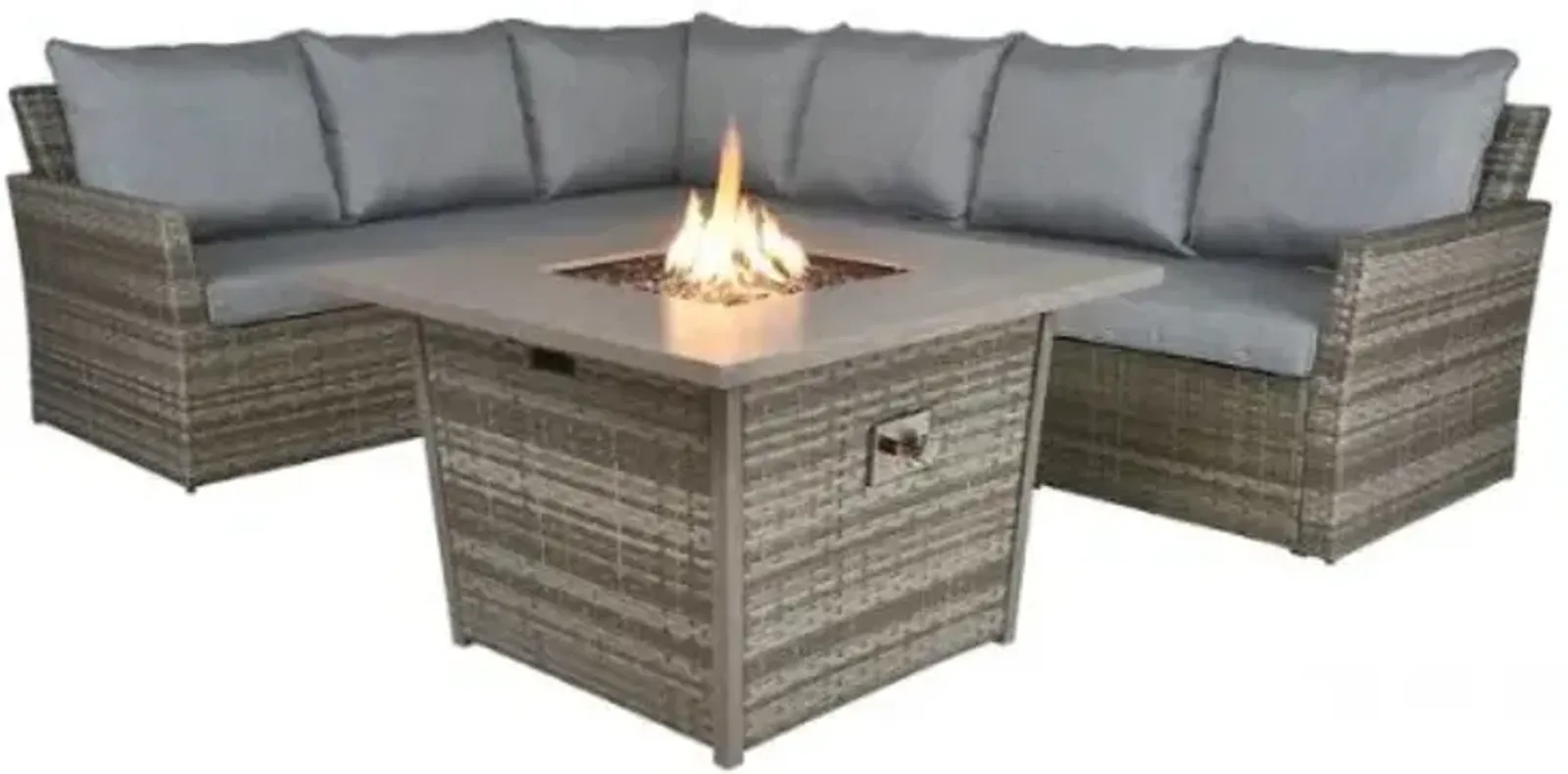 Grey 2pc Outdoor Sectional with FREE Matching Fire Pit