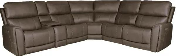 iPowr Cappriccio 6-Piece Cappuccino Triple Power Reclining Sectional