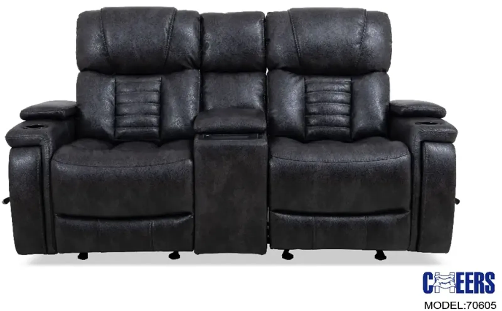 Manwah Charcoal Zero Gravity Power Reclining Console Loveseat