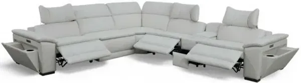 ManWah Cosmo Fog 6pc Immersive Audio Modular Leather Sectional