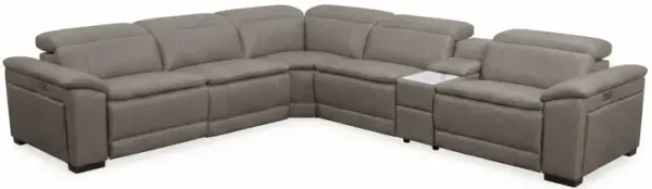 ManWah Soho Taupe 6pc Immersive Audio Modular Leather Sectional