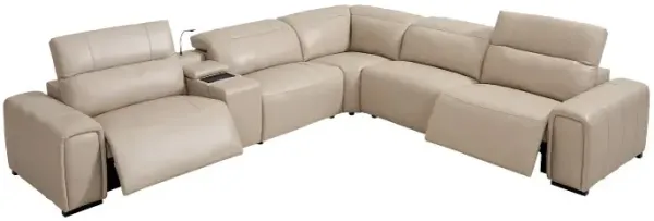 Drew & Jonathan Home Ivory Leather 6pc Reclining Sectional