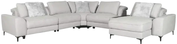Alexandra Home Clarkson Sand 6pc Power Reclining Chaise Sectional