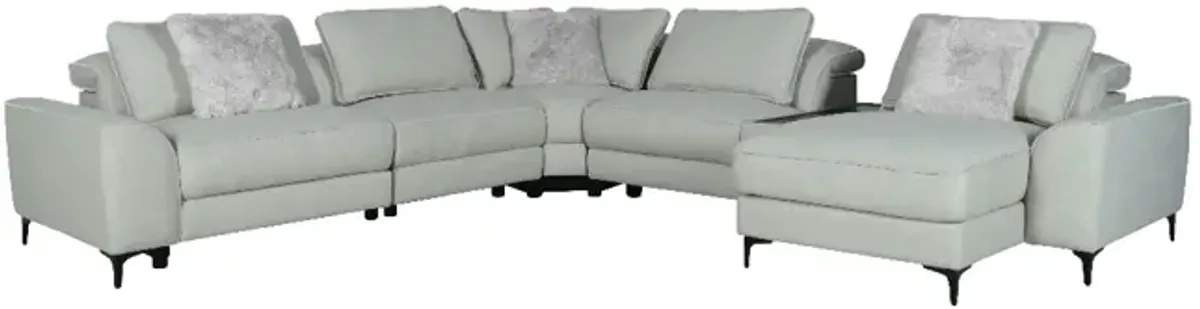 Alexandra Home Clarkson Sand 6pc Power Reclining Chaise Sectional