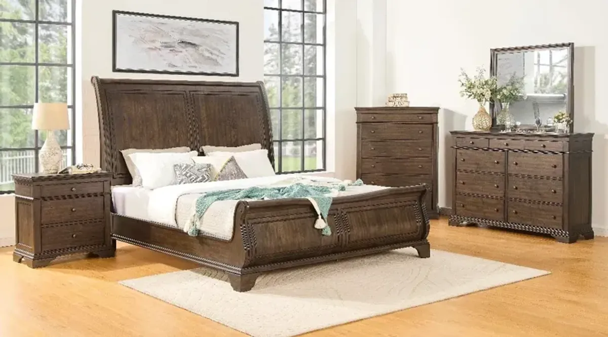 Big Sandy Richwood Wilmington 3-Piece Brown Queen Sleigh Bedroom Set PLUS FREE 55"TV