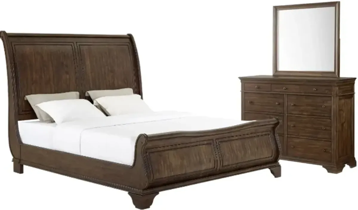 Big Sandy Richwood Wilmington 3-Piece Brown Queen Sleigh Bedroom Set