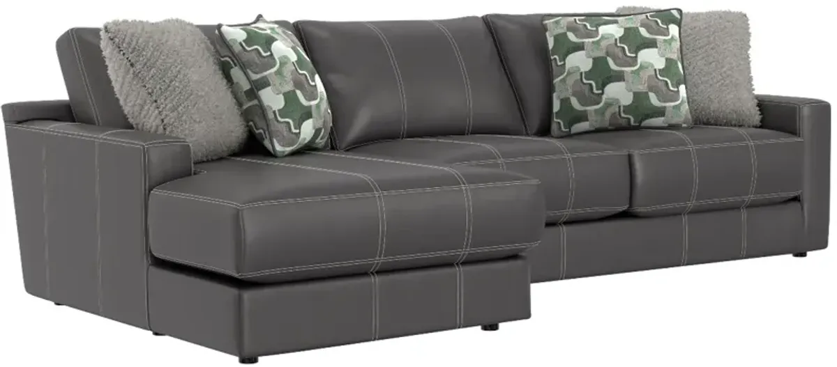 iAmerica Aurora Steel Leather Left Arm Chaise Sofa