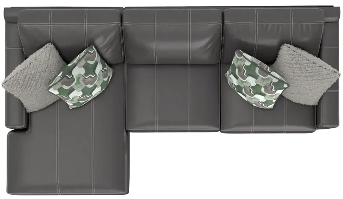 iAmerica Aurora Steel Leather Left Arm Chaise Sofa