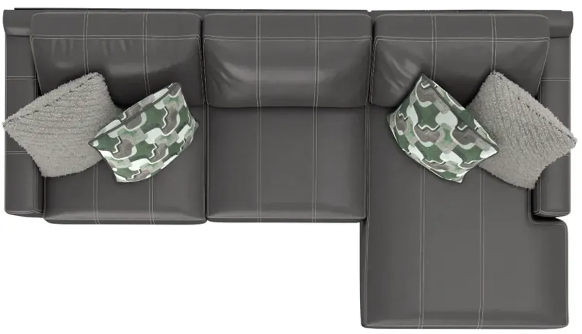 iAmerica Aurora Steel Leather Right Arm Chaise Sofa