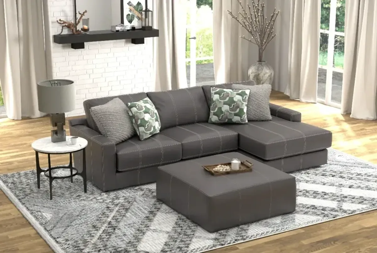 iAmerica Aurora Steel Leather Right Arm Chaise Sofa