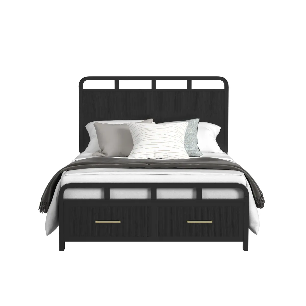 Elements International Ridgemont Black 3pc Queen Storage Bedroom