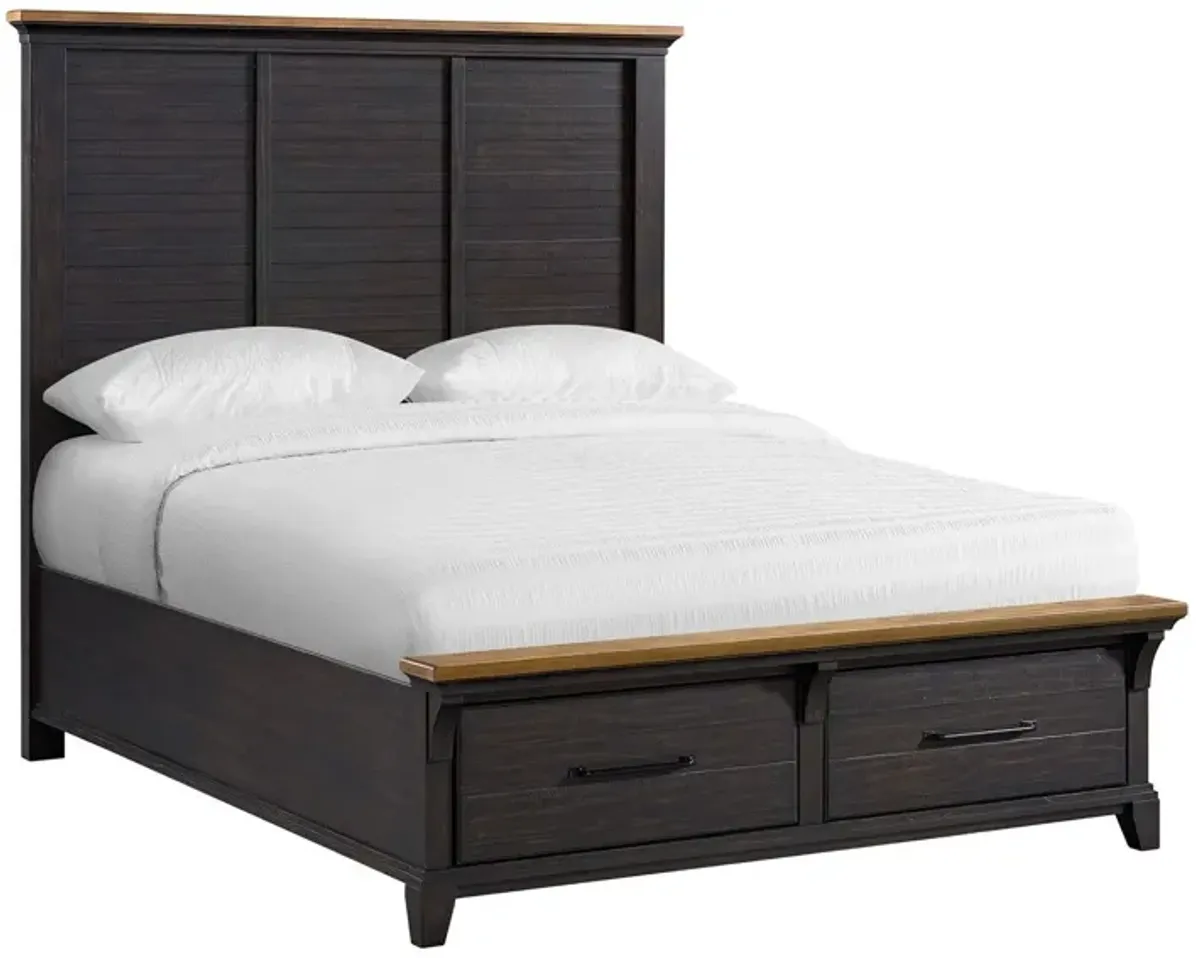 Elements International Montrose Brown/Espresso King Panel Storage Bed