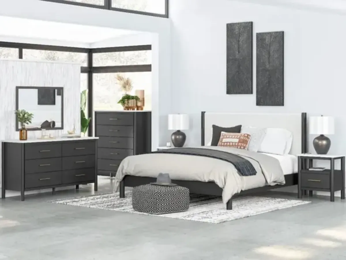 Signature Design by Ashley® Cadmori 3-Piece Black/White Queen Upholstered Panel Bedroom Set