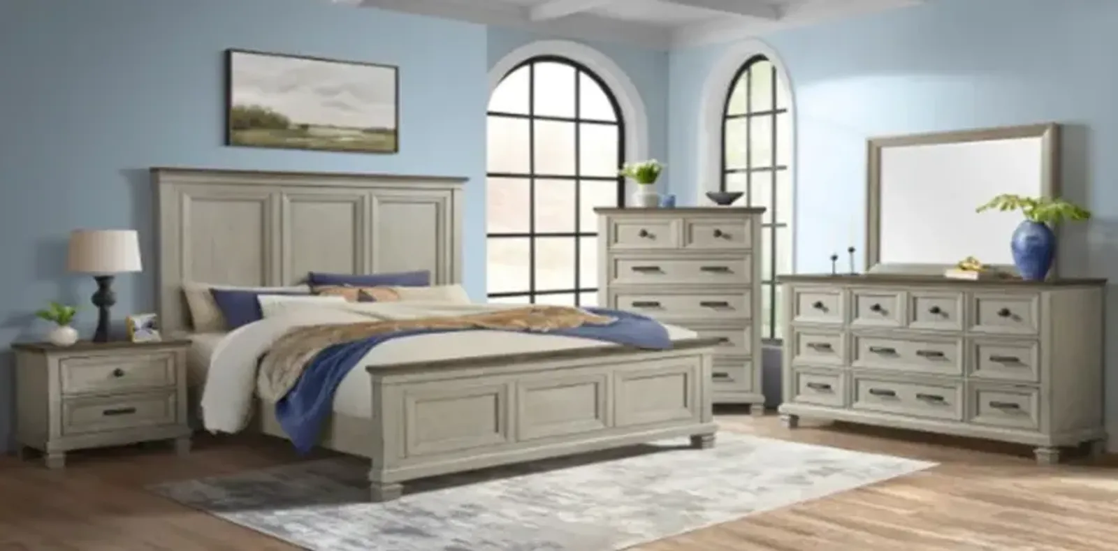 Elements International Farmington 3pc Queen Two Toned Bedroom