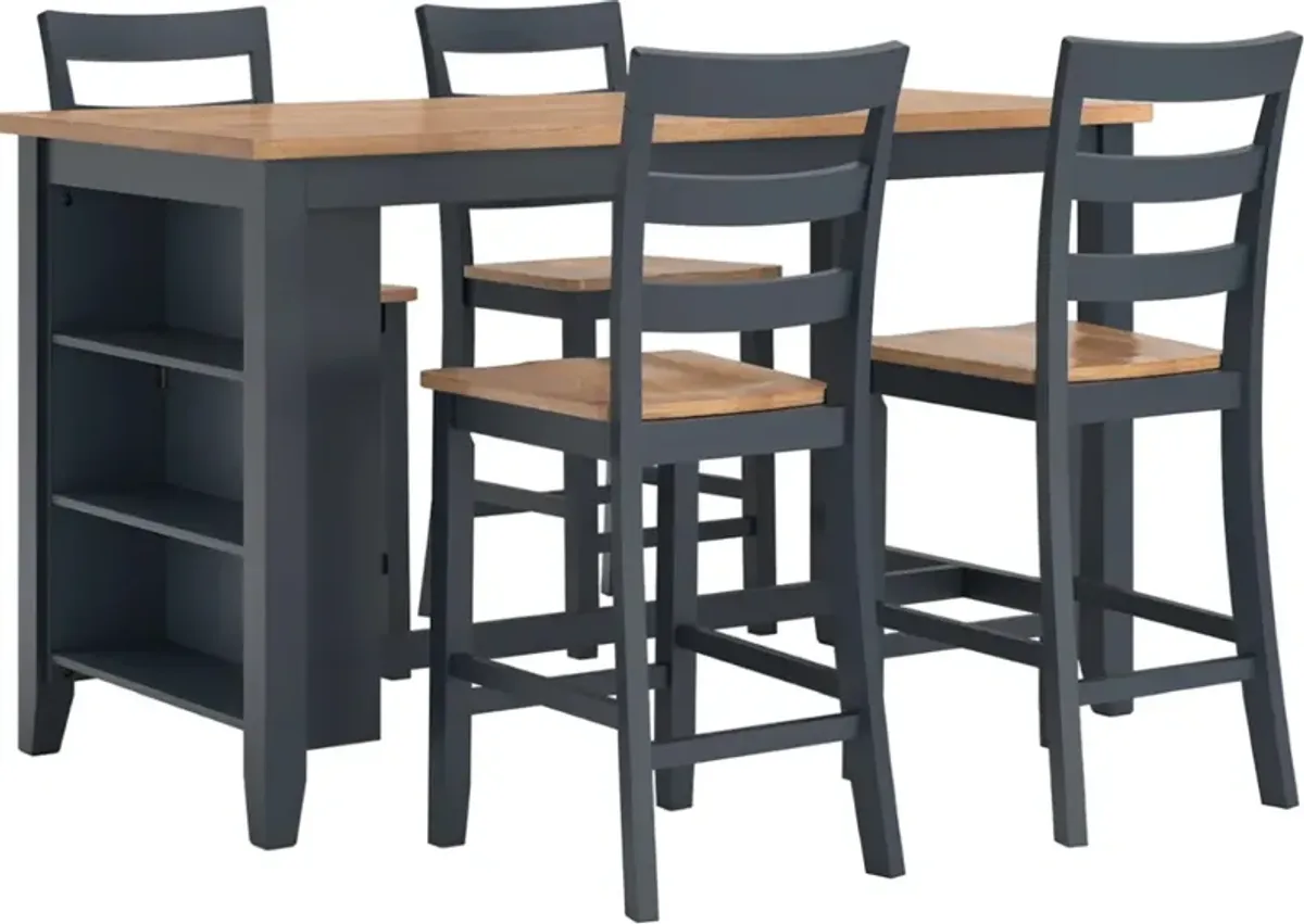 Signature Design by Ashley® Gesthaven 5-Piece Natural/Blue Counter Height Dining Table Set