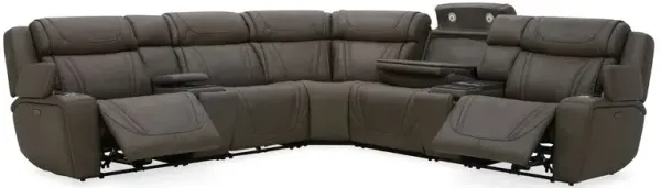 Kate Preston Home 7pc Anthracite Leather Sectional with Cooling Unit