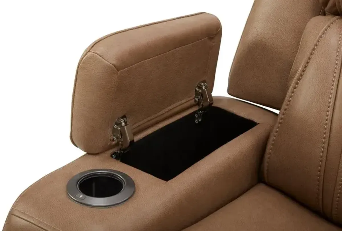 Kate Preston Home 7pc York Sand Leather Sectional with Cooling Unit