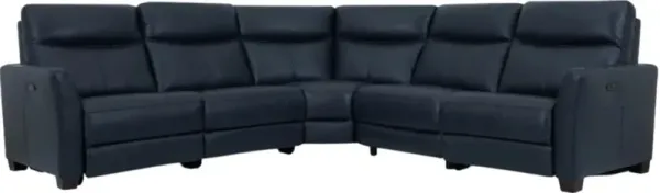 Kate Preston Home 5pc Navy Leather Power Reclining Sectional PLUS FREE 50"TV