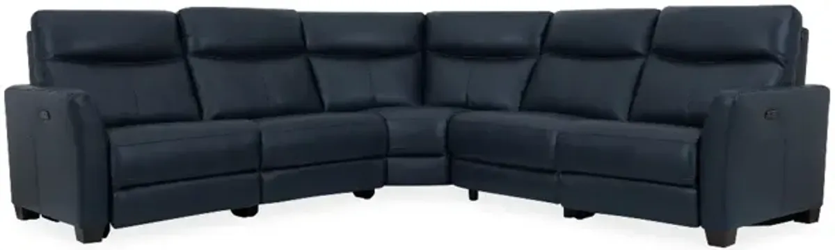 Kate Preston Home 5pc Navy Leather Power Reclining Sectional PLUS FREE 50"TV