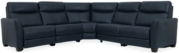 Kate Preston Home 5pc Navy Leather Power Reclining Sectional PLUS FREE 50"TV