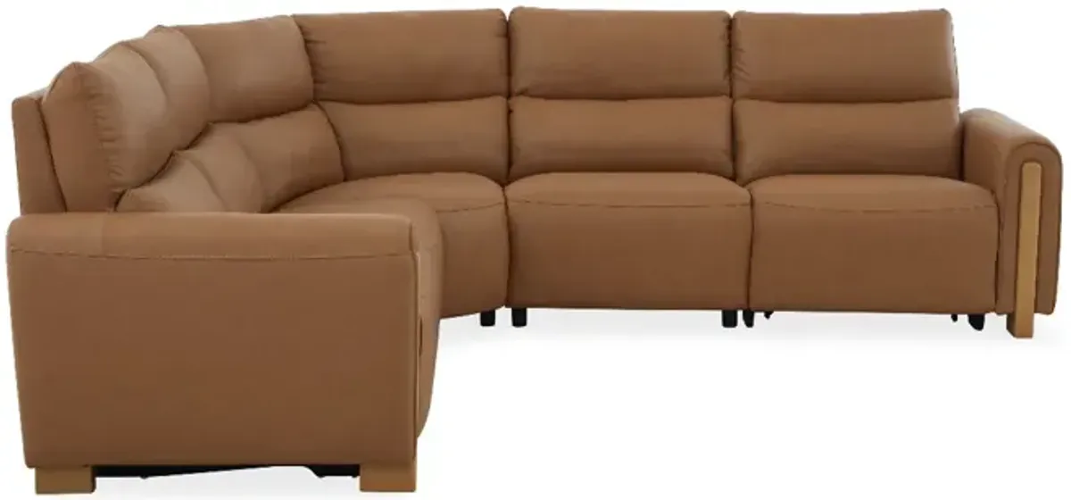 Kate Preston Home 5pc Aline Butternut Leather Power Reclining Sectional