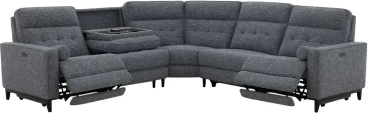 Kate Preston Home Nathan 5-Piece Sky Power Reclining Sectional with Power Headrest