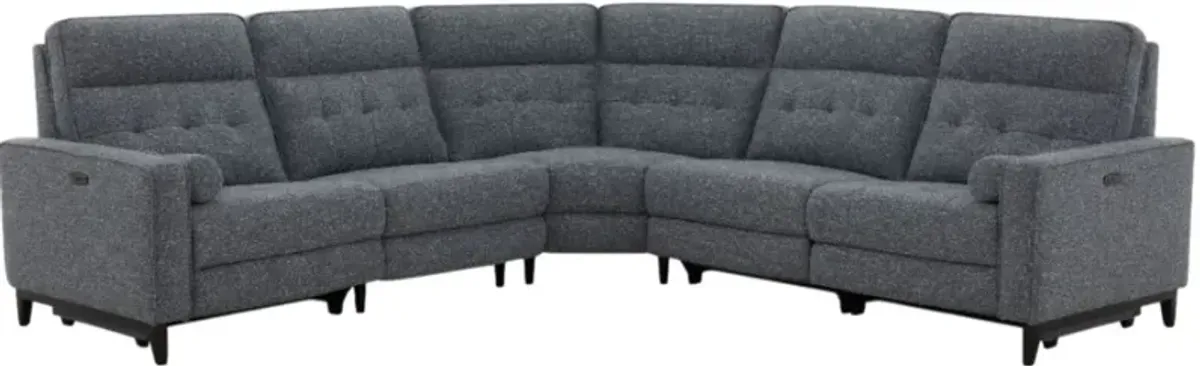 Kate Preston Home Nathan 5-Piece Sky Power Reclining Sectional with Power Headrest