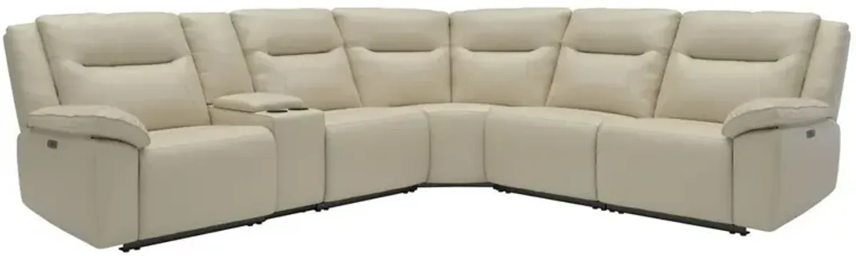 Kate Preston Home 6pc Cream Leather Power Sectional