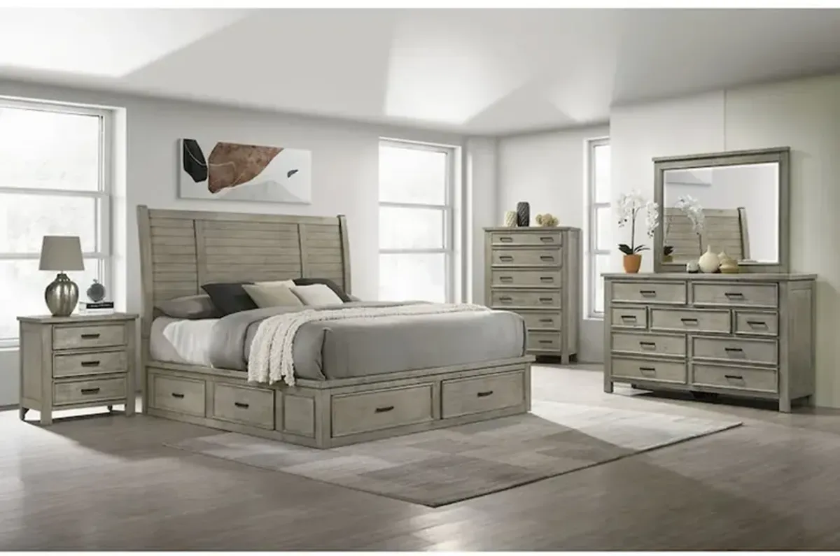 Elements International Sullivan Drift Grey King Storage Bedroom