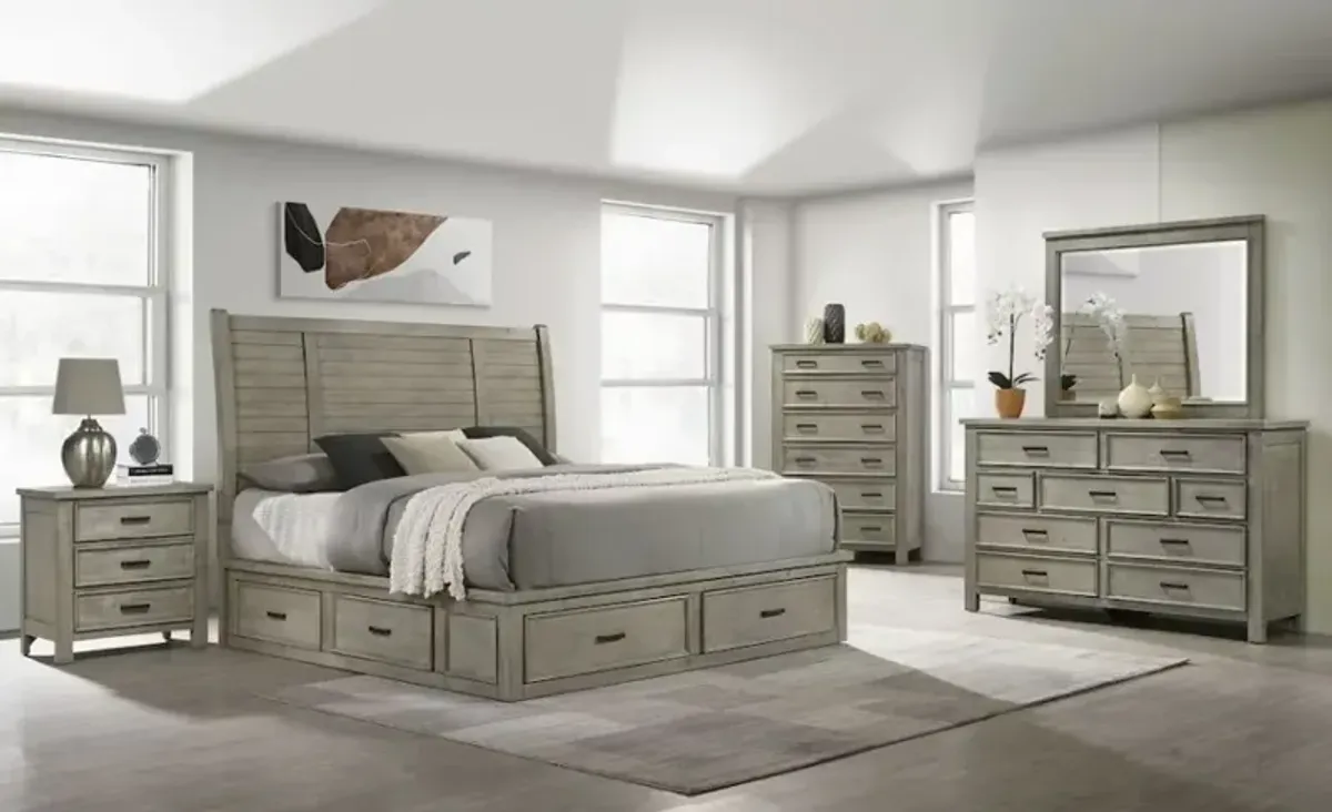 Elements International Sullivan Drift Grey Queen Storage Bedroom