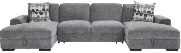 Lifestyle Charcoal 3pc Storage Double Chaise Sofa