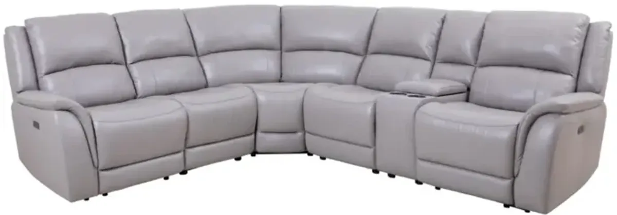 Manwah Stone Leather 6pc Power Reclining Sectional