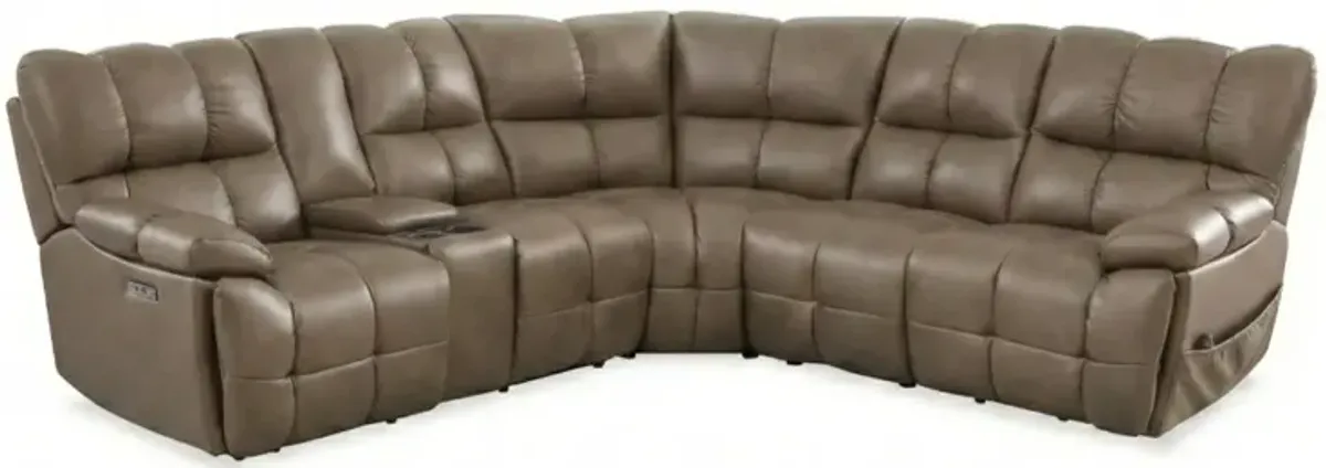Cheers by Man Wah 6pc Leather Sectional with Lift Recliner and Wireless Charging Console