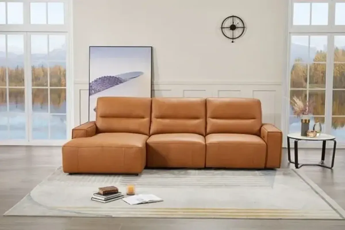 Cheers by Man Wah 3-Piece Oslo Antelope Right-Arm Facing Power Reclining Sectional and Chaise