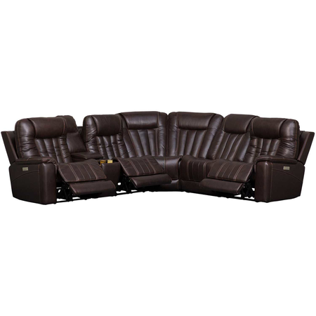 Signature Design by Ashley Corklan 6-Piece Chocolate Power Reclining Sectional