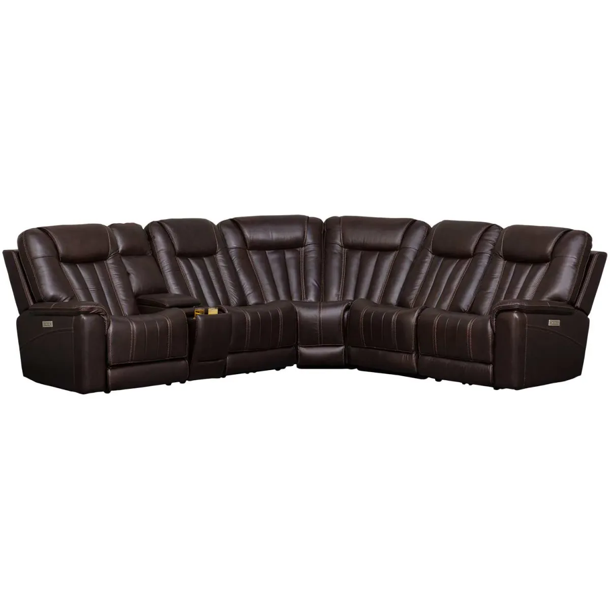 Signature Design by Ashley Corklan 6-Piece Chocolate Power Reclining Sectional