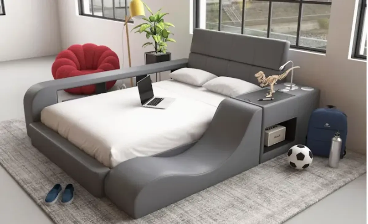 Elements International Valari Gray Twin Transformer Bed