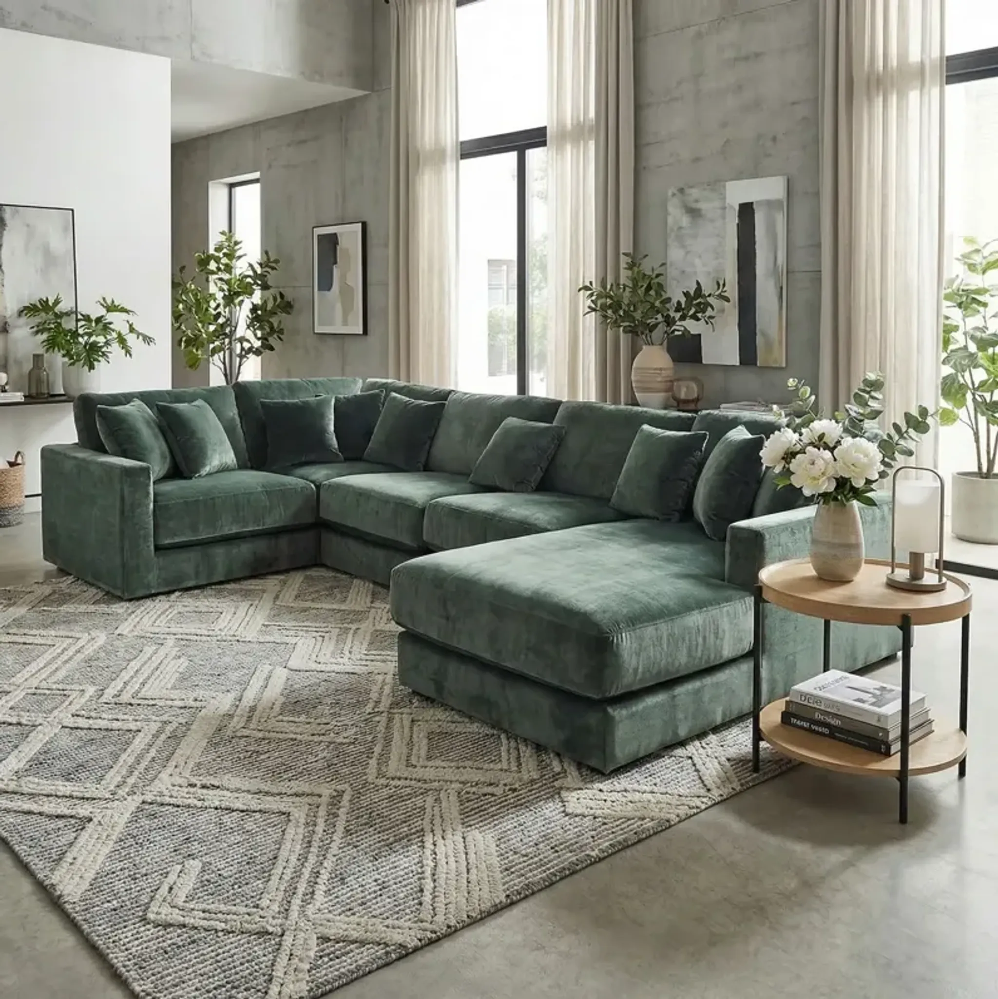 Iamerica Viridian Pine 6pc Chaise Sectional Big Sandy Home