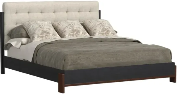 Flexsteel Waterfall Beige/Black Queen Upholstered Panel Bed