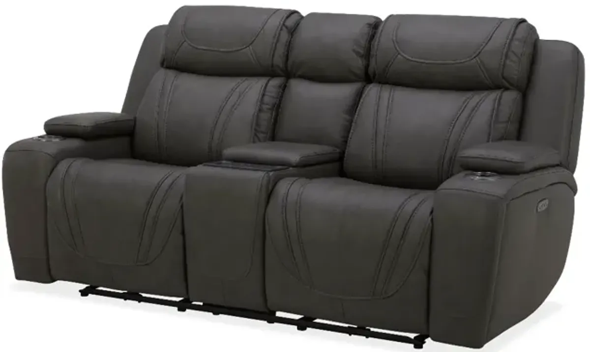 Kate Preston Home Aline Zero Gravity Power Reclining Console Loveseat with Power Headrest