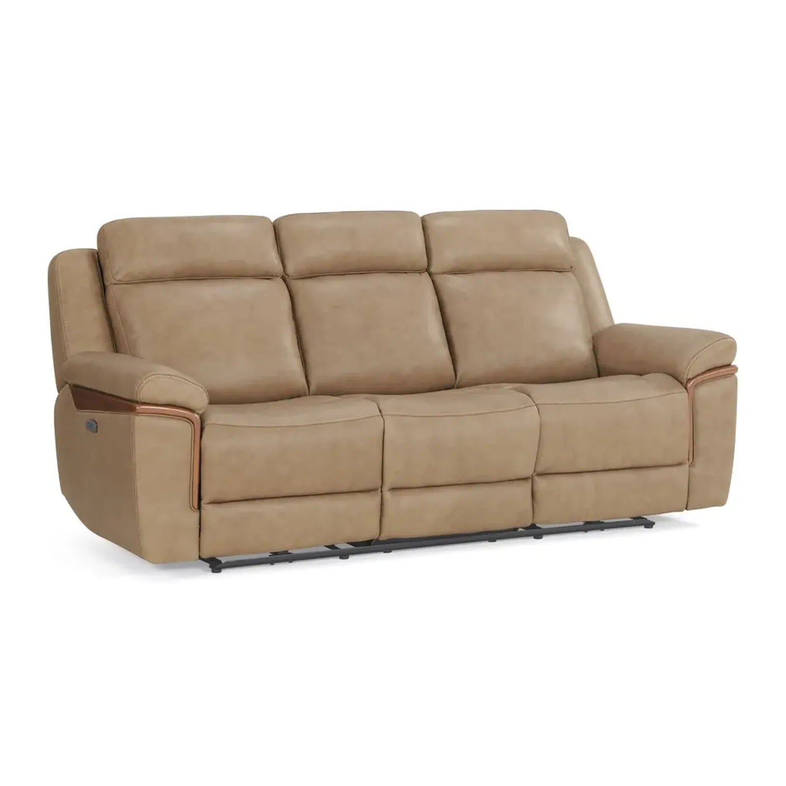 Kate Preston Home Sand Leather Power Reclining Sofa with Zero Gravity