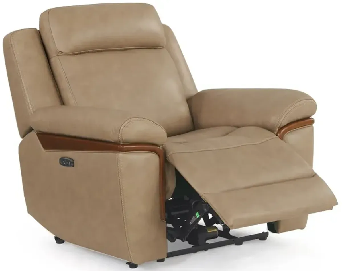 Kate Preston Home Sand Leather Power Recliner with Zero Gravity