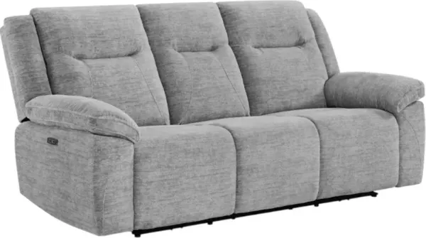 Kate Preston Home Everest Gray Power Reclining Sofa with Power Headrest