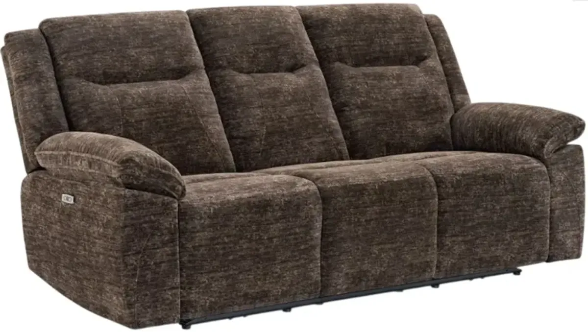 Kate Preston Home Everest Chocolate Power Reclining Sofa with Power Headrest