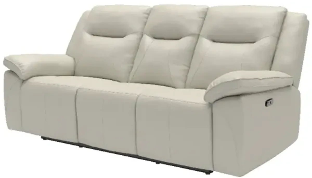 Kate Preston Home Cream Leather Power Headrest Reclining Sofa
