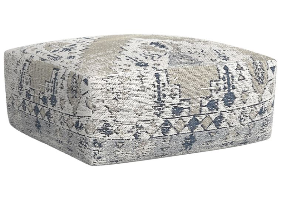 Steve Silver Co. Kira Jacquard Blue/Gray/White Printed Pouf