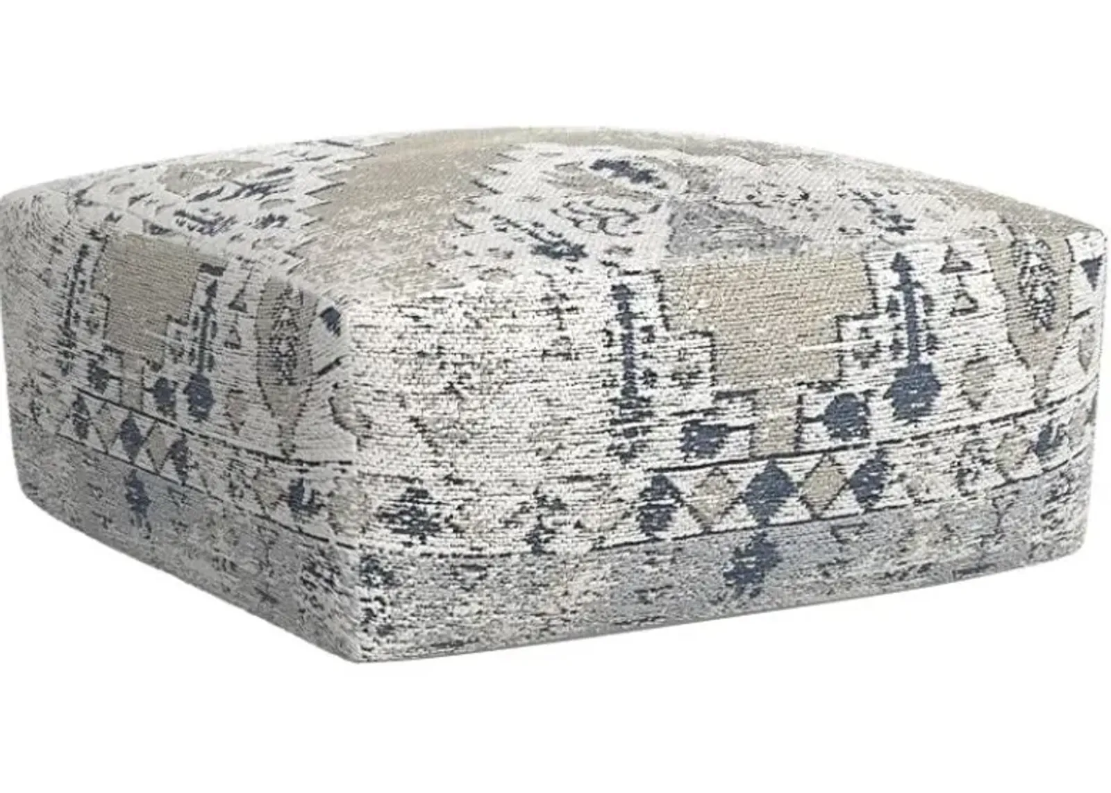 Steve Silver Co. Kira Jacquard Blue/Gray/White Printed Pouf