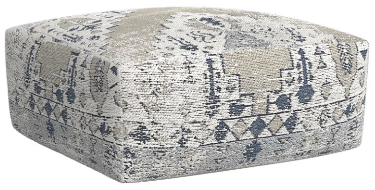 Steve Silver Co. Kira Jacquard Blue/Gray/White Printed Pouf