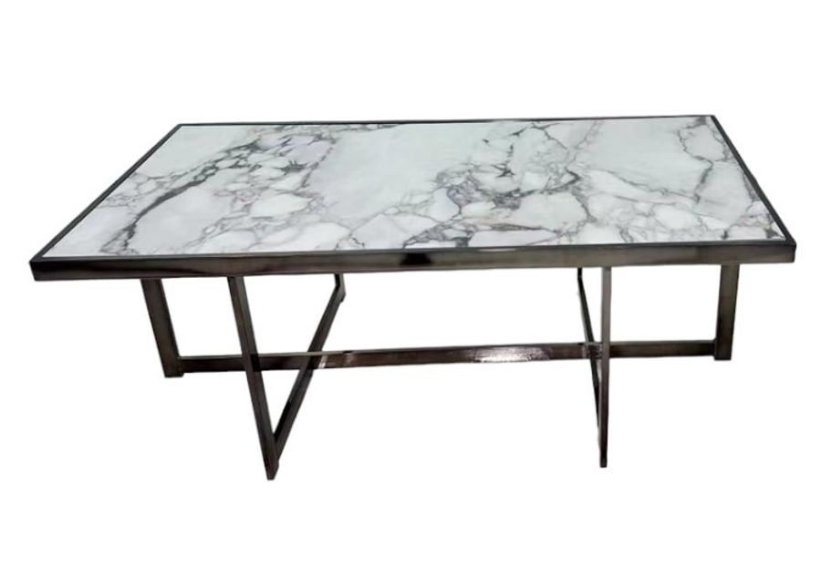 Steve Silver Co. Kayley White Cocktail Table with Black Base