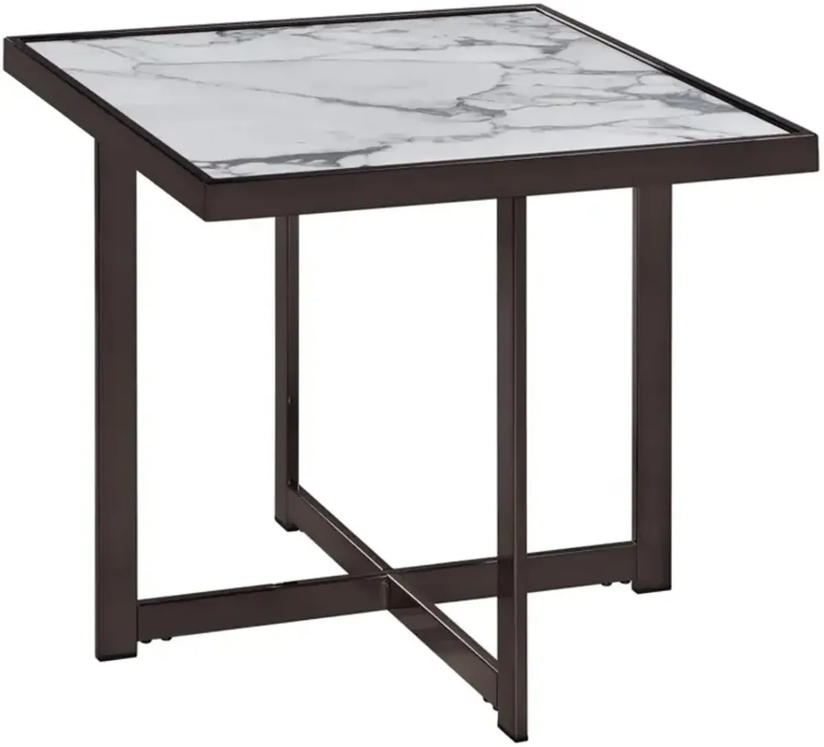 Steve Silver Co. Kayley White End Table with Black Base